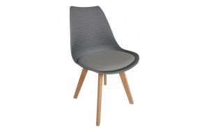 Γκρι καρέκλα εσωτερικού χώρου martin stripe από ξύλο και συνθετικό pp  49x56x82 εκ