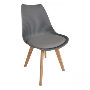 Γκρι καρέκλα εσωτερικού χώρου martin stripe από ξύλο και συνθετικό pp  49x56x82 εκ