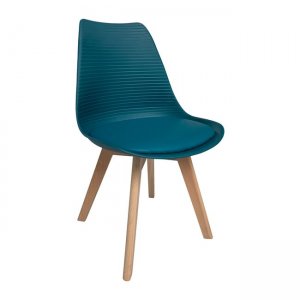 Καρέκλα εσωτερικού χώρου martin stripe σε πετρόλ χρώμα από ξύλο και PP