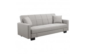Καναπές κρεβάτι Kelso με αποθηκευτικό χώρο υφασμάτινος σε ανοιχτό γκρι χρώμα 197x81x80 εκ