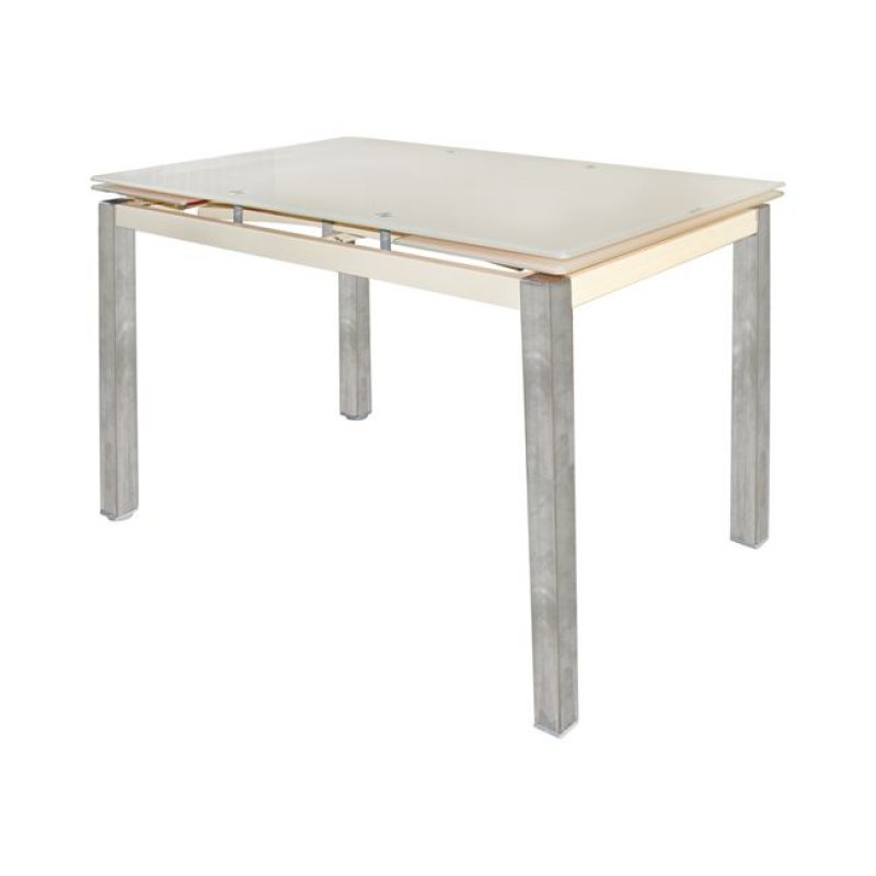 Blossom τραπέζι επεκτεινόμενο σε μπεζ απόχρωση από επιχρωμιωμένο ατσάλι και γυαλί 110x70x77 εκ