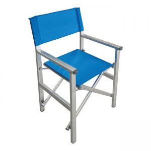 Πολυθρόνα σκηνοθέτη αλουμινίου με μπλε διάτρητο πανί σετ κάθισμα πλάτης 54x43x88 εκ