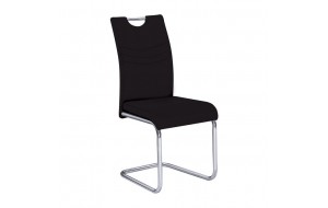 Croft καρέκλα από χρώμιο και δερματίνη σε μαύρο χρώμα 43x58x97 εκ