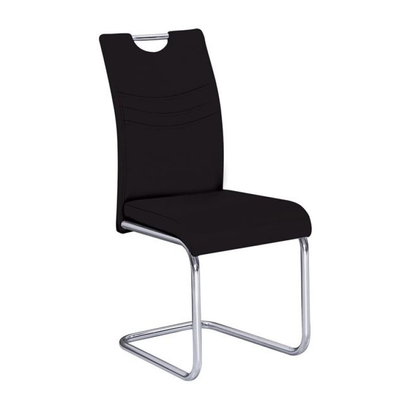 Croft καρέκλα από χρώμιο και δερματίνη σε μαύρο χρώμα 43x58x97 εκ