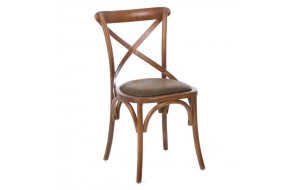 Retro καρέκλα ξύλινη από ξύλο και τεχνόδερμα 45x45x88 εκ
