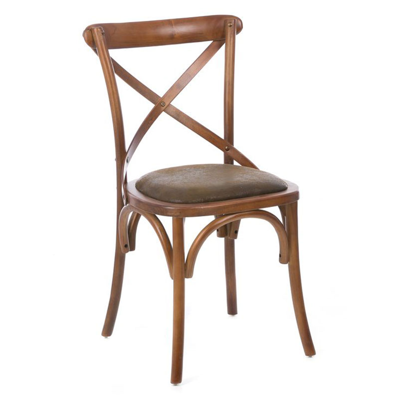 Retro καρέκλα ξύλινη από ξύλο και τεχνόδερμα 45x45x88 εκ