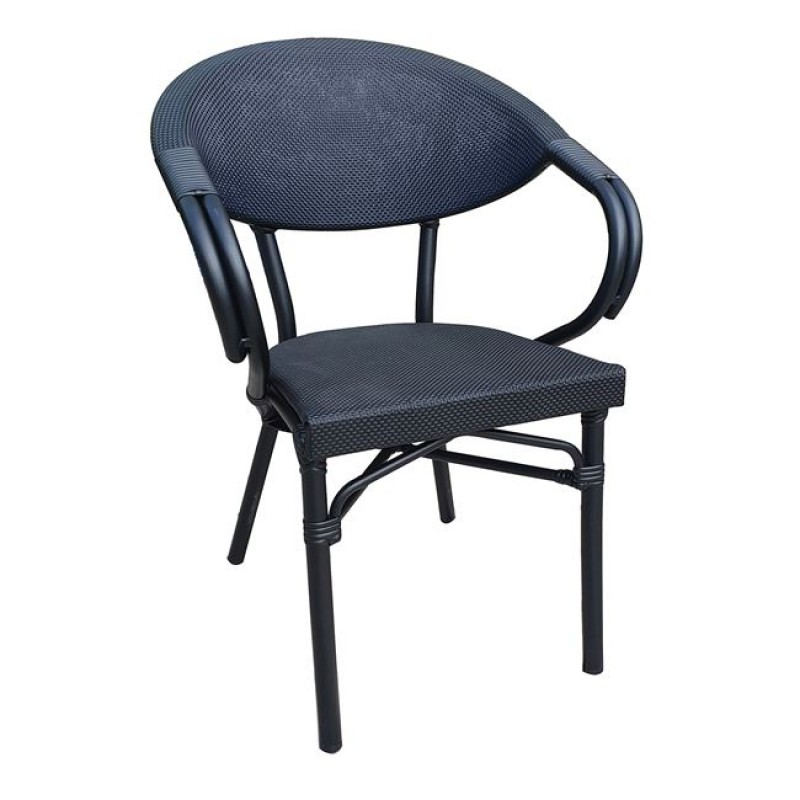 Καρέκλα αλουμινίου Costa σε μαύρο χρώμα 58x57x83 εκ
