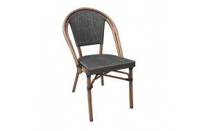Καρέκλα αλουμινίου Costa σε καρυδί χρώμα με μαύρο ύφασμα 50x55x85 εκ