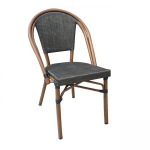 Καρέκλα αλουμινίου Costa σε καρυδί χρώμα με μαύρο ύφασμα 50x55x85 εκ