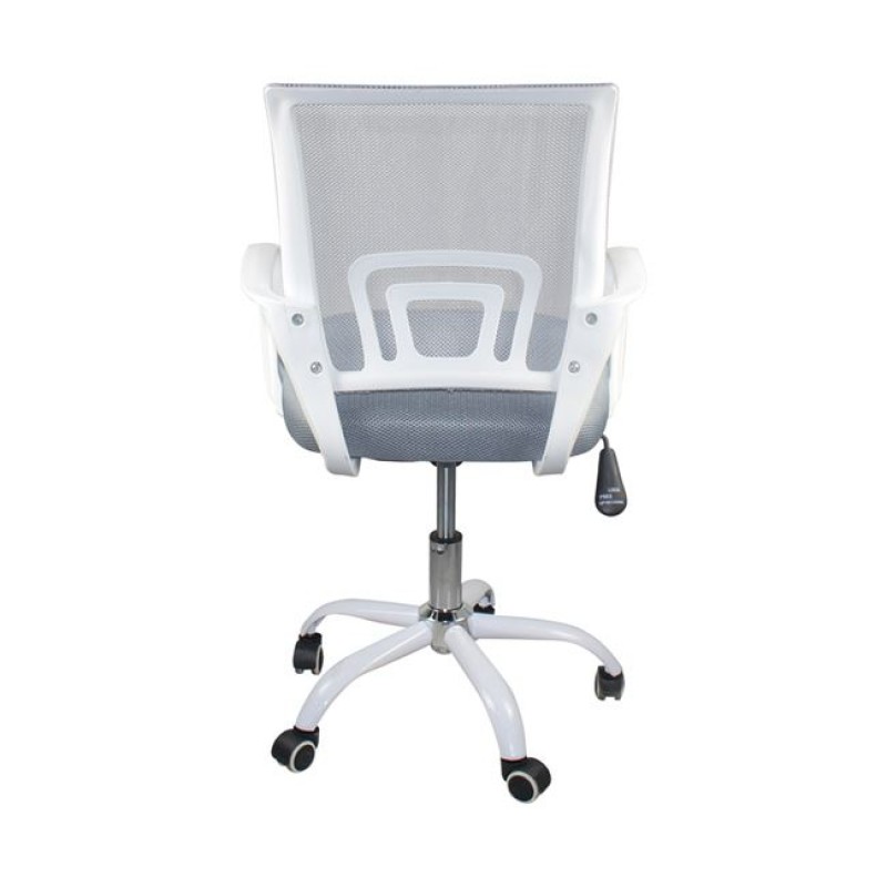 Πολυθρόνα γραφείου με ανάκλιση με λευκό σκελετό και mesh γκρι 57x53x90 εκ