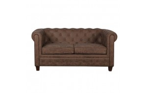 Chesterfield w διθέσιος καναπές με ύφασμα antique καφέ 153x82x80 εκ