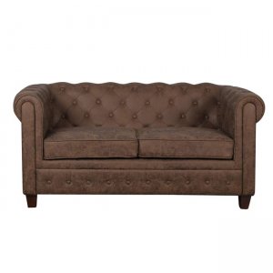 Chesterfield w διθέσιος καναπές με ύφασμα antique καφέ 153x82x80 εκ