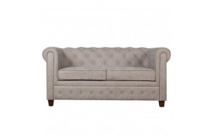 Chesterfield w διθέσιος καναπές με ύφασμα antique γκρι 153x82x80 εκ