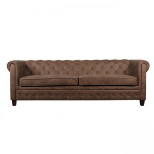 Chesterfield w τριθέσιος καναπές με ύφασμα antique καφέ 219x82x80 εκ