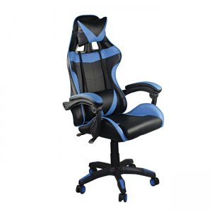 Πολυθρόνα Gaming Pu μαύρη με μπλε λεπτομέρειες 63x70x117 εκ