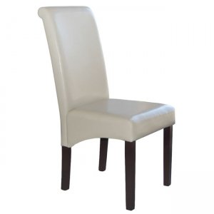 Maleva H ξύλινη καρέκλα με pu ivory 46x61x100 εκ