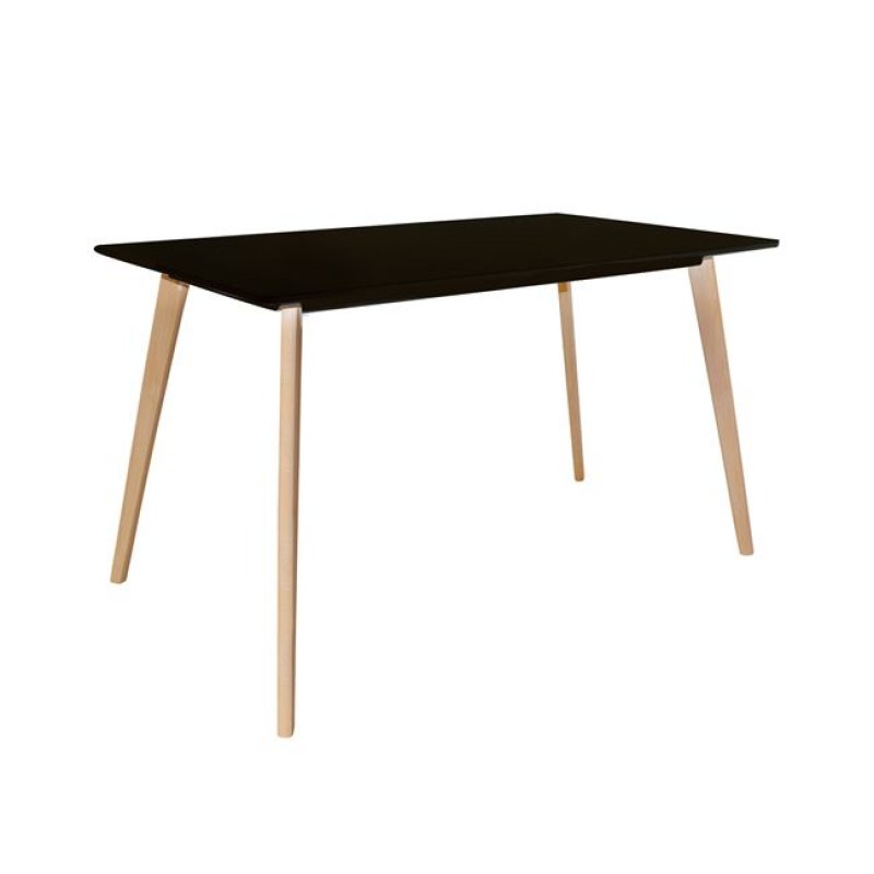 Martin τραπέζι φαγητού κουζίνας με πόδια από φυσικό ξύλο και μαύρη επιφάνεια από mdf 120x70x75 εκ
