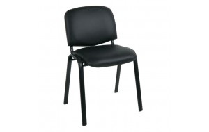 Sigma στοιβαζόμενη καρέκλα επισκέπτη με μεταλλικό σκελετό και δερματίνη σε μαύρο χρώμα 56x62x77 εκ