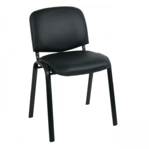 Sigma στοιβαζόμενη καρέκλα επισκέπτη με μεταλλικό σκελετό και δερματίνη σε μαύρο χρώμα 56x62x77 εκ