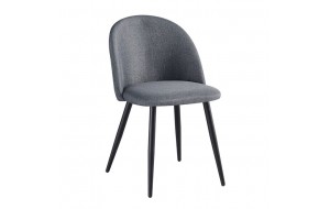 Μεταλλική καρέκλα Bella σε μαύρο χρώμα με γκρι ύφασμα 50x56x80 εκ