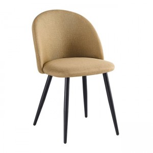Μεταλλική καρέκλα Bella σε μαύρο χρώμα με χρυσό καφέ ύφασμα 50x57x81 εκ