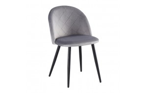 Μεταλλική καρέκλα Bella σε μαύρο χρώμα με γκρι velure ύφασμα 50x57x81 εκ