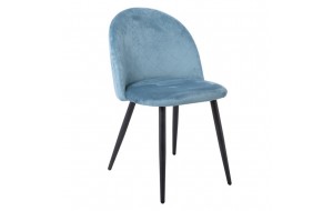 Μεταλλική καρέκλα Bella σε μαύρο χρώμα με πετρόλ velure ύφασμα 50x57x81 εκ
