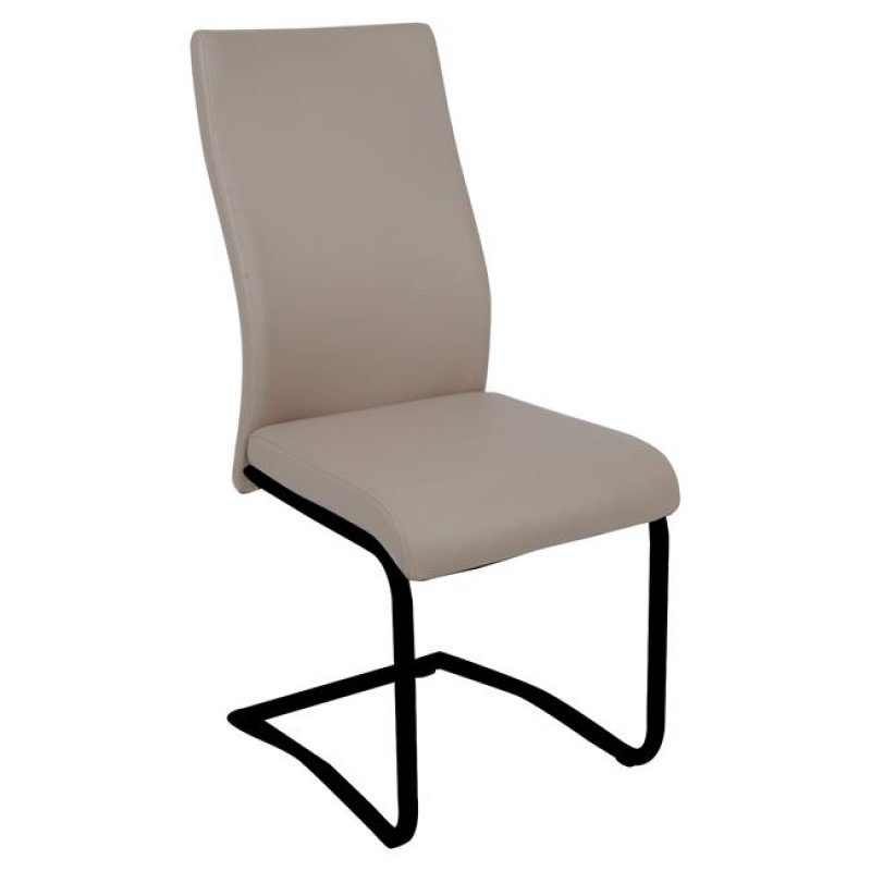 Benson καρέκλα με μεταλλικό μαύρο σκελετό και μπεζ δερματίνη 46x52x97 εκ