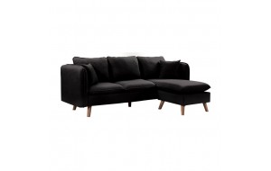 Καναπές σαλονιού Mojo με αναστρέψιμη γωνία με μαύρο ύφασμα 207x128x68 εκ