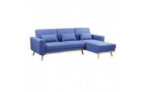 Γωνιακός καναπές κρεβάτι Backer με αναστρέψιμη γωνία και μπλε ύφασμα 253x152x70 εκ
