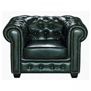 Πολυθρόνα Chesterfield δερμάτινη σε αντικέ πράσινο χρώμα 103x92x72 εκ