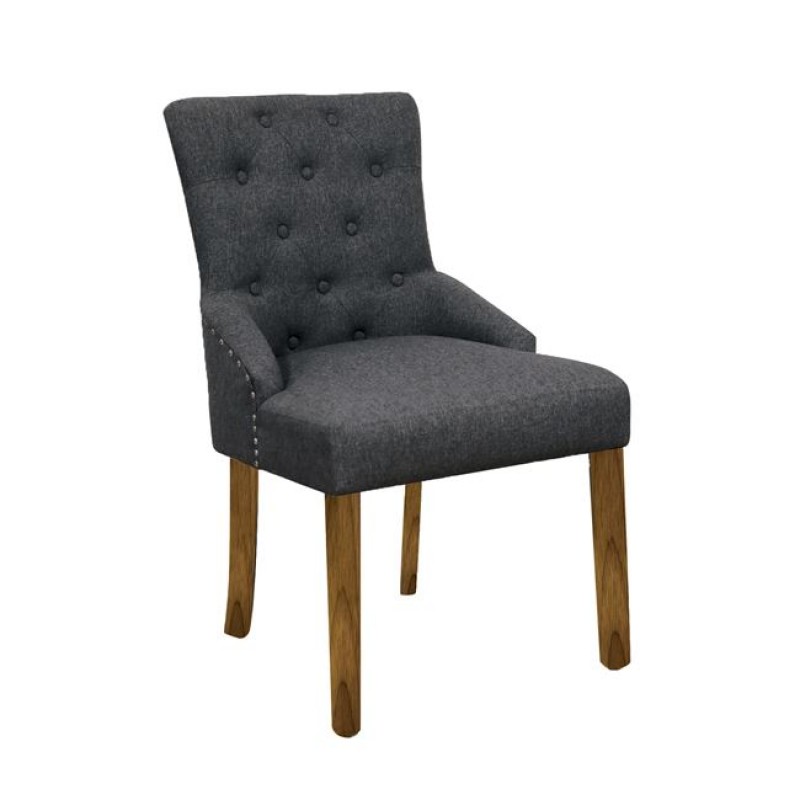 Bocca καρέκλα με μεταλλικό σκελετό και σκούρο γκρι ύφασμα 56x63x93 εκ
