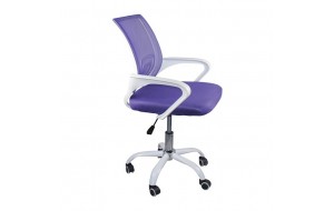 Πολυθρόνα γραφείου σε λευκό και μωβ χρώμα χωρίς ανάκλιση 57x53x86 εκ