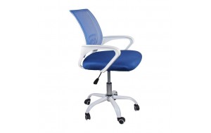 Πολυθρόνα γραφείου σε λευκό και μπλε χρώμα χωρίς ανάκλιση 57x53x86 εκ