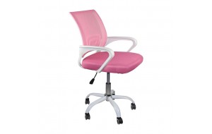 Πολυθρόνα γραφείου σε λευκό και ροζ χρώμα χωρίς ανάκλιση 57x53x86 εκ
