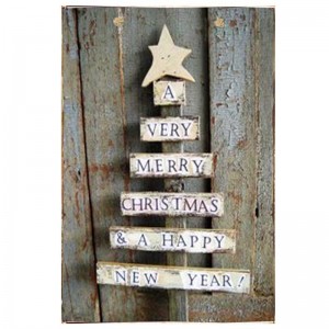 A very merry Christmas vintage Χριστουγεννιάτικο ξύλινο πινακάκι