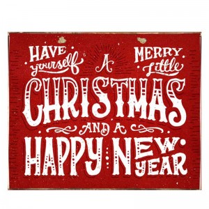 Merry Christmas and a happy New Year vintage Χριστουγεννιάτικο ξύλινο πινακάκι