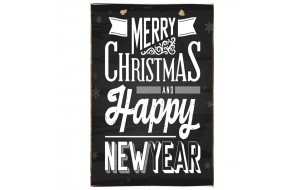 Merry Christmas and a happy New Year vintage Χριστουγεννιάτικο ξύλινο πινακάκι chalkboard