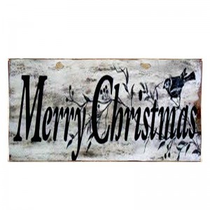 Merry Christmas vintage γκρι ξύλινο Χριστουγεννιάτικο πινακάκι