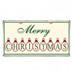 Merry Christmas vintage κρεμ ξύλινο Χριστουγεννιάτικο πινακάκι