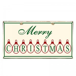 Merry Christmas vintage κρεμ ξύλινο Χριστουγεννιάτικο πινακάκι