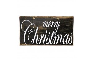 Merry Christmas vintage μαύρο ξύλινο Χριστουγεννιάτικο πινακάκι