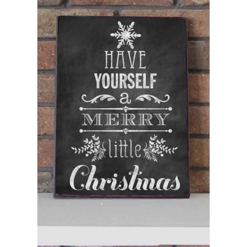 Have Yourself A Merry Little Christmas Vintage Χριστουγεννιάτικο Ξύλινο Πινακάκι Chalkboard 20x30cm