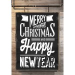 Merry Christmas and a happy New Year vintage Χριστουγεννιάτικο ξύλινο πινακάκι chalkboard
