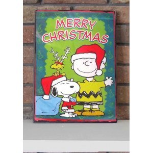 Merry Christmas Snoopy Vintage Χριστουγεννιάτικο Ξύλινο Πινακάκι 20x30cm