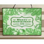 Merry Christmas πράσινο vintage Χριστουγεννιάτικο ξύλινο πινακάκι