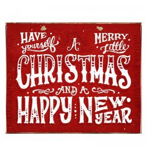 Merry Christmas and A Happy New Year Vintage Χριστουγεννιάτικο Ξύλινο Πινακάκι 20x25cm