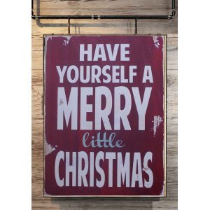 Have Yourself A Merry Little Christmas Vintage Χριστουγεννιάτικο Ξύλινο Πινακάκι 20x25cm