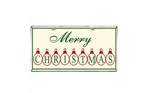 Merry Christmas Vintage Ξύλινο Χριστουγεννιάτικο Πινακάκι 13x26cm