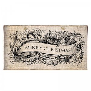 Merry Christmas Vintage Ξύλινο Χριστουγεννιάτικο Πινακάκι 13x26cm